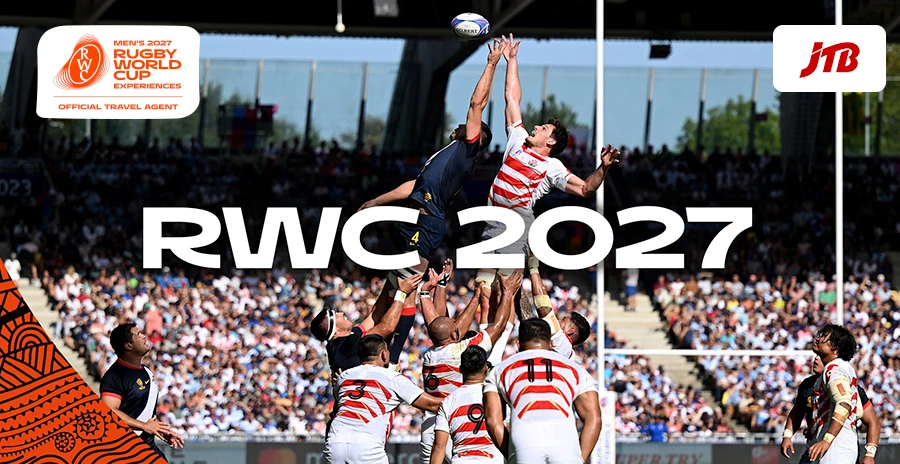RWC 2027 promotional image for JTB’s exclusive travel packages.
