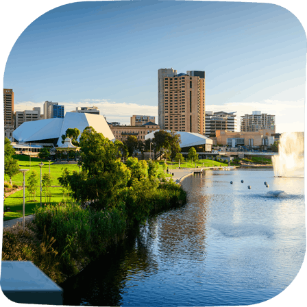Cityscape of Adelaide, a host city of RWC 2027